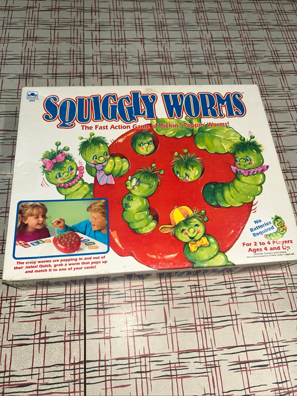 Squiggly Worms, Vintage Kids Board Game, Golden Games, 1991
